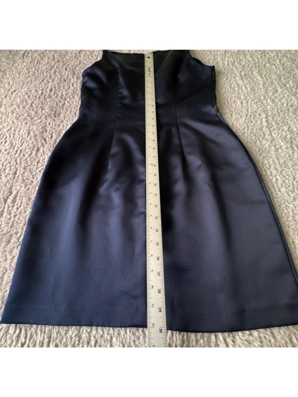 Evening Dress with Jacket Women's 10 Navy Blue Satin Sheath VTG MCM Design - USA - Picture 12 of 16